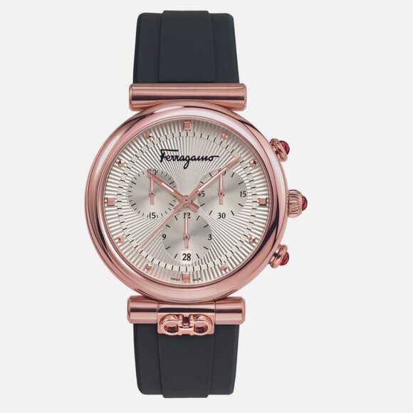 Sale! Ferragamo Womens Rose Gold 40mm Strap Fashion Watch - Picture 1 of 4